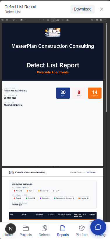 Branded PDF defect report